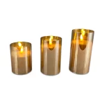 Juego de velas con luz 3 piezas 7.5 x 7.5 x 15